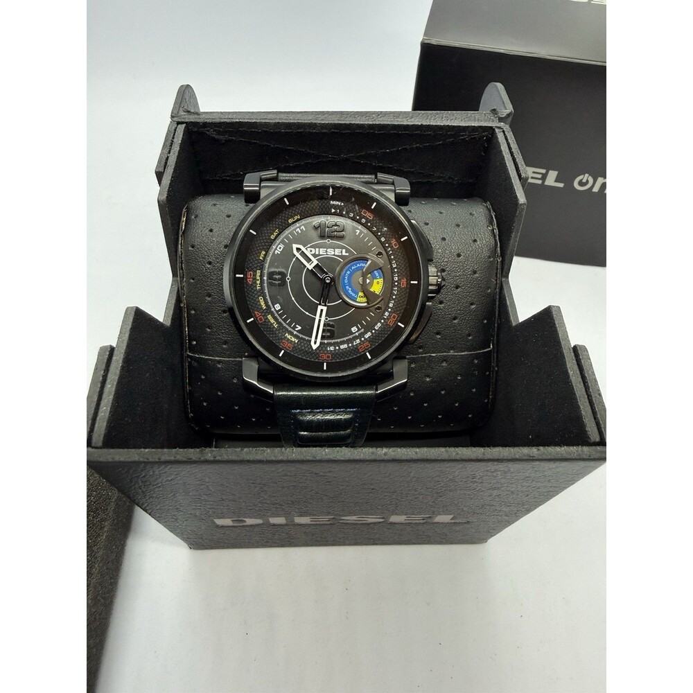 Diesel On Hybrid Smartwatch DZT1001 Bluetooth Mens Watch Black Leather Full Set